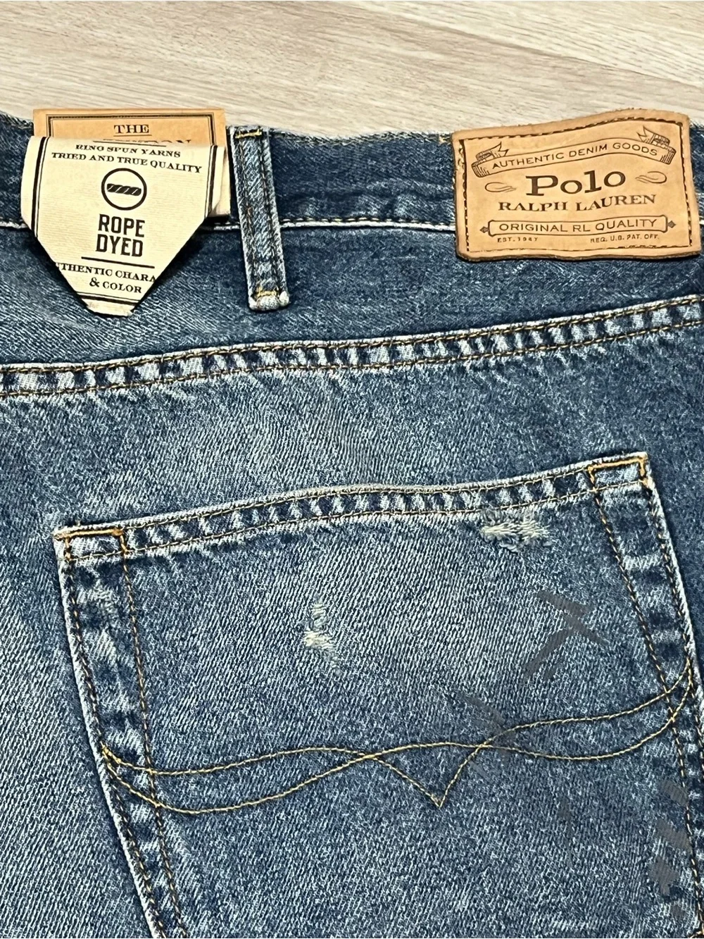 Polo Ralph Lauren Hampton Relaxed Straight Denim Shorts Blue Authentic Mens 46B